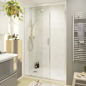 Mampara de Ducha Corredera <span class=keywords><strong>con</strong></span> Perfiles de Aluminio Elegantes y Marco Ajustable para Paredes Irregulares - Product Image 1
