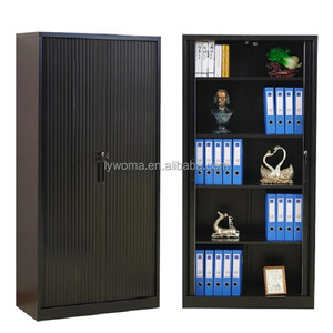 <span class=keywords><strong>Puerta</strong></span> Enrollable Negra Resistente para Archivador, <span class=keywords><strong>Puerta</strong></span> Tambour de Acero para Archivador con Cerradura para Almacenamiento de Oficina - Product Image 1