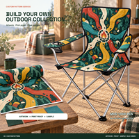Chaise pliante portable robuste avec accoudoirs, porte-gobelet et motif logo personnalisé pour les rassemblements en plein air