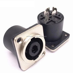 4 pin plug power avec plaque <span class=keywords><strong>de</strong></span> métal carré argenté speakon connecteur prise femelle montage sur panneau connecteur <span class=keywords><strong>pour</strong></span> vidéo haut-parleur - Product Image 4