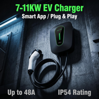 Nouvelle borne de recharge murale pour voiture électrique 32A 7kW Type 1 avec contrôle par application et carte RFID