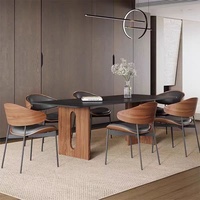 Chaise de salle à manger à dossier haut épaissi de style minimaliste italien Wabi-Sabi avec structure en métal, design nordique moderne, résistante à l'usure et durable
