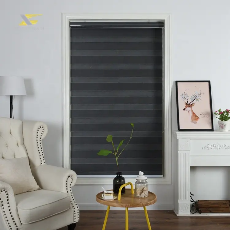 Fabrication 100% Polyester Imperméable Blackout Fenêtre Roller Shades Zebra Stores Tissus pour la Maison