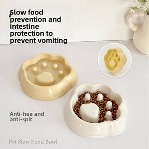 Tempat makan lambat untuk anjing dan kucing, mangkuk makan bentuk kaki plastik Anti mencekik, piring hewan peliharaan untuk penggunaan rumah tangga - Product Image 4