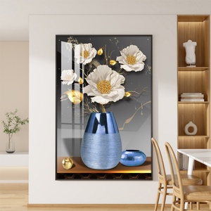 Jarrones de Flores Abstractos Personalizados de Fábrica al por Mayor, Pinturas de Porcelana de Cristal con Flores, Impresión LED HD, Decoración para el Hogar, Obras de Arte - Product Image 4