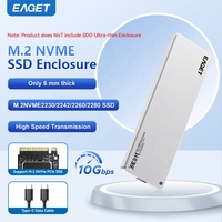 Boîtier SSD EAGET SE811N M.2 10 Gbps USB 3.2 Gen 2 NVMe Type-C pour PC portable, boîtier de disque dur SSD en aluminium