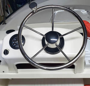 Volante marino de acero inoxidable estilo destructor de 5 radios para barco marino - Product Image 6