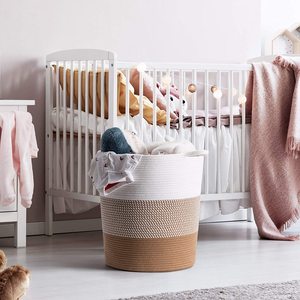 Nouveau panier de rangement en corde de coton moderne personnalisé panier de rangement tissé de blanchisserie de type debout pour la chambre à coucher - Product Image 4