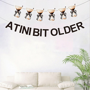 A Tini Bit Older Martini Banner <b>Paper</b> Birthday Party Decorations Disposable Rectangle Shape Cartoon <b>Pattern</b> - Product Image 1