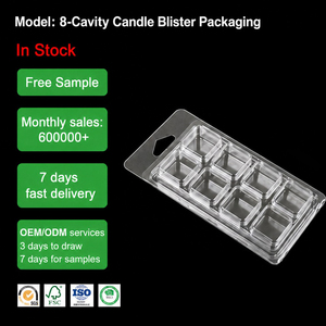 กล่องพลาสติกใสแบบฝาพับ CPET รีไซเคิลได้ รับรองมาตรฐาน ISO พร้อมโลโก้สั่งทำ สำหรับบรรจุภัณฑ์เทียนหอมแบบแว็กซ์เมลท์ พร้อมสติกเกอร์ จากกวางตุ้ง - Product Image 1