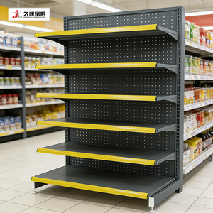מדפי גונדולה של JIUSHUN, מדפי סופרמרקט ממתכת פלדה איכותית לתצוגת מוצרי מכולת - Product Image 6