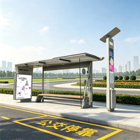 Abri de bus urbain en acier inoxydable avec cadre rectangulaire, caissons lumineux publicitaires, abris routiers pour bus.