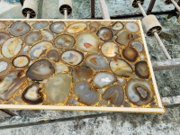 Agate grise naturelle avec dalles de platine or Dalles personnalisées Taille pierre précieuse grise 20mm d'épaisseur pour mur de douche