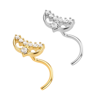 Piercing de nez en titane G23 courbé en S, 20G, incrusté de CZ, bijou de piercing pour narine, hypoallergénique, pour femme