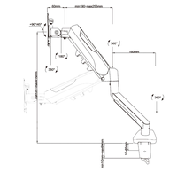 Nouveau bras de moniteur ergonomique en alliage d'aluminium de qualité aéronautique DS avec ressort à gaz, optimisant l'espace de travail, 17-32 pouces, 2,9 kg, VESA 75x75/100x100