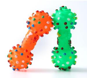 Interaktif küçük diken dambıl gıcırtılı diş temizleme köpek oyuncak Pet vinil gıcırtılı oyuncak EVA ve sünger vinil malzemeler - Product Image 3