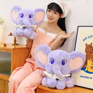 Vente en gros de jouets en peluche d'éléphants bébés mignons et bon marché de couleur violette avec de grandes oreilles, cadeaux d'anniversaire pour enfants, poupée cadeau d'animal, cadeaux de la Saint-Valentin - Product Image 3