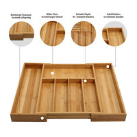 Organisateur de tiroir de bureau, plateau à couverts en bambou, offre spéciale, support d'argenterie, couteaux de cuisine, organisateur de tiroir