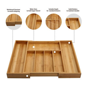 Organisateur de <span class=keywords><strong>tiroir</strong></span> de bureau, plateau à couverts en bambou, offre spéciale, support d'argenterie, couteaux de cuisine, organisateur de <span class=keywords><strong>tiroir</strong></span> - Product Image 5