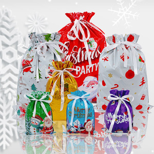 DAMAI Holiday <b>Drawstring</b> Gift Bags Christmas Foil Gift Wrapping Sacks <b>Pouches</b> for Xmas Presents Party Favor (Large Medium Small) - Product Image 2