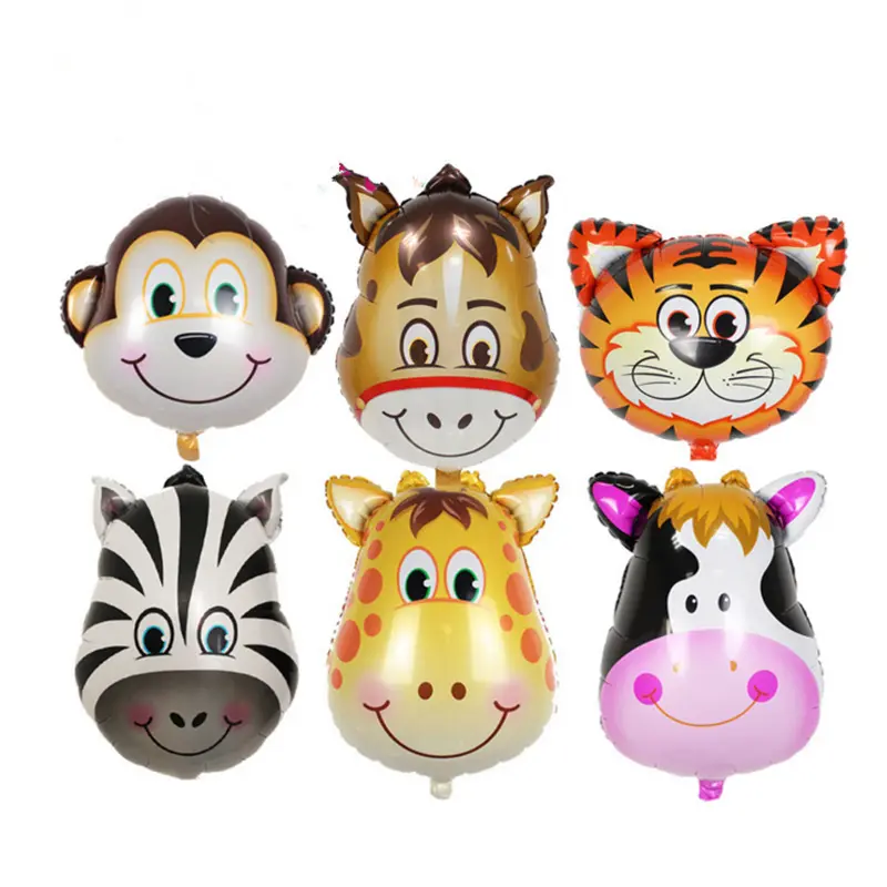 Party supplies Wholesale Balloons Medium size cartoon animal head shape foil balloons for holiday theme party decoration