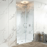 Porte de douche en verre trempé moderne et durable de 3/8 po avec design sans cadre anti-fuite, certifiée CE pour usage résidentiel et hôtelier