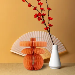 Papel de favo de mel ecológico de 120gsm decorações suspensas para festival primavera 2024 com ímãs decorações estilo chinês