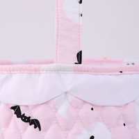 Sac cadeau de luxe rose matelassé en tissu, réutilisable, à bord festonné, motif fantôme, pour décoration esthétique d'Halloween