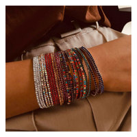 Nouveau Bracelet de Tennis élastique en strass multicolore, bijoux simples et brillants, vente en gros, tendance pour femmes