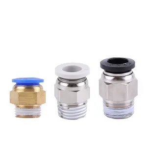 PC Brass Air Pneumatic One Touch Fitting Push to Connector Quick Release M5 1/8 1/4 3/8 1/2 to 8mm 10mm Male Thread Hose Pipe