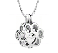 Pendentif crémation pour animaux de compagnie, collier souvenir patte d'animal, médaillon commémoratif en acier inoxydable, bijoux de commémoration pour animaux