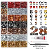 Ensemble de 40 grilles de strass pour ongles de couleurs assorties avec pince à épiler et colle, kit d'accessoires professionnels pour nail art