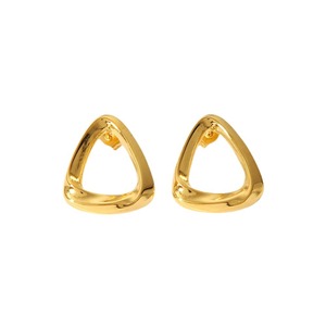 Geometric Stud <b>Earrings</b> 18k Gold Triangular Hollow Design Stainless Steel <b>Post</b> Fashion Jewelry - Product Image 5