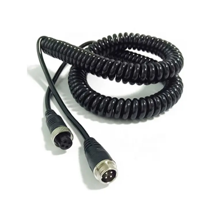 Custom 4 Pin Male Female Car Aviation Cable Spring Wire Extension Cable for Monitor