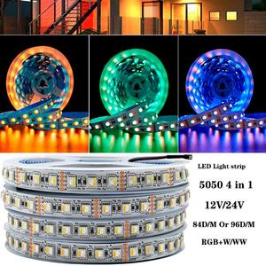 Lampu <span class=keywords><strong>Strip</strong></span> <span class=keywords><strong>LED</strong></span> 5050 RGBW DC12V/DC24V 1m 84LED CRI Tinggi 90 Dapat Dipotong <span class=keywords><strong>4</strong></span>-in-1 Input 12V Lebar 12mm 12W/M Mudah Dipotong - Product Image 3