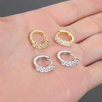 Nuevo Lanzamiento: Pendientes de Zirconia Cúbica Brillante con Forma Geométrica, Baño de Oro Real y Acabado en Rodio, Estilo Hip Hop, Hechos de Latón, Regalo para
