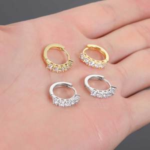 New Release Bling Zircon <b>Stud</b> <b>Earrings</b> Geometric Shape Real Gold Plating Rhodium Finish Hip Hop Style Brass Made Gift for - Product Image 3