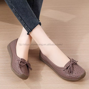 Women's for Spring Summer Hollow Flat <b>Shoes</b> Breathable Perforated for Elderly People <b>Soft</b> Rubber Soles Slip-on Mom's <b>Shoes</b> - Product Image 4