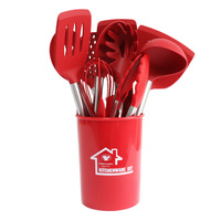 Ustensiles de cuisine 15 pièces en silicone avec support, spatule à fentes, cuillère, spatule à retourner, pince, fouet, brosse pour ensemble d'ustensiles de cuisson