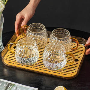 Tasse à thé en verre transparent avec poignée, design à bulles, résistante à la chaleur, grande capacité, pour la maison et les fêtes, couleur unie - Product Image 5