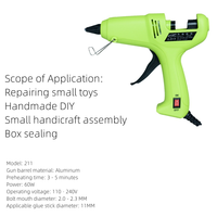 Pistolet à colle chaude 60W, pistolet à colle chaude 110-240V, adapté aux travaux manuels et aux jouets, avec bâton de colle de 11 mm, outil de bricolage