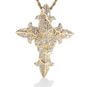 Pendentif Croix Crâne Moissanite VVS, Breloque Squelette en Argent Sterling 925, Style Hip Hop Bling Sombre, Certifié GRA, Testé au Diamant - Product Image 5