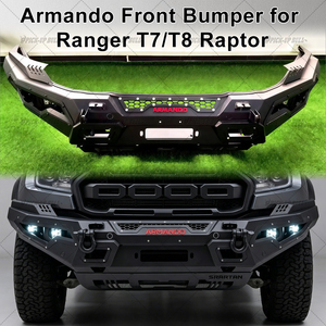 Paraurti Anteriore Armando in Acciaio Rinforzato per Fuoristrada, Compatibile con Ranger T7 T8 <span class=keywords><strong>Raptor</strong></span>, con Luci LED e Supporto per Verricello - Product Image 2