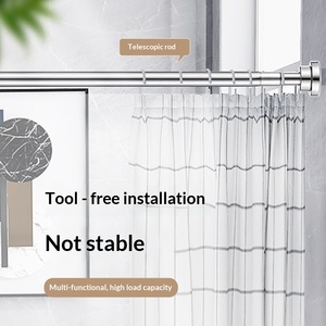 Tringle télescopique en acier inoxydable <span class=keywords><strong>sans</strong></span> perçage, design moderne et simple, pour salle de bain, rideau, penderie, support de serviettes 1 - Product Image 3