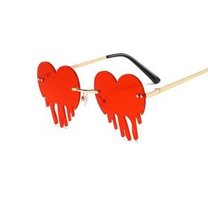 Nouvelles Lunettes de Soleil Sans Monture Tendance Européenne et Américaine, Cœur Personnalisé UV400, Orange avec Logo, <span class=keywords><strong>Film</strong></span> Océan Coloré, Effet Larmes, <span class=keywords><strong>Hommes</strong></span> Femmes - Product Image 3