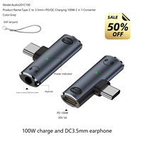 Adaptateur casque USB-C 2-en-1 vers 3,5 mm avec charge rapide 100 W et convertisseur audio DAC haute résolution