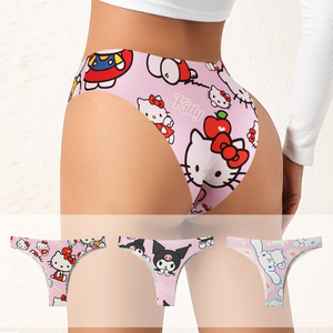 Braguitas de Seda de Hielo sin Costuras, Transpirables, Antibacterianas, de Tiro Bajo, con Apliques Estampados para Mujer - Product Image 3