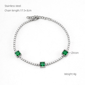 Bracelets réglables vert émeraude en Zircon cubique en acier inoxydable classique de haute qualité pour bijoux cadeaux anniversaire d'anniversaire - Product Image 6