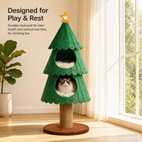 Arbre à chat de Noël en feutre, maison-caverne pour chat avec griffoir en sisal, lit pour animal de compagnie durable pour les fêtes, vente en gros OEM ODM