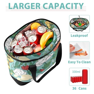 Wholesale Custom Hawaiian Flowers Thermal Lunch Box Puakenikeni Lei Oxford Material Cooler Lunch Bag Shoulder - Product Image 4